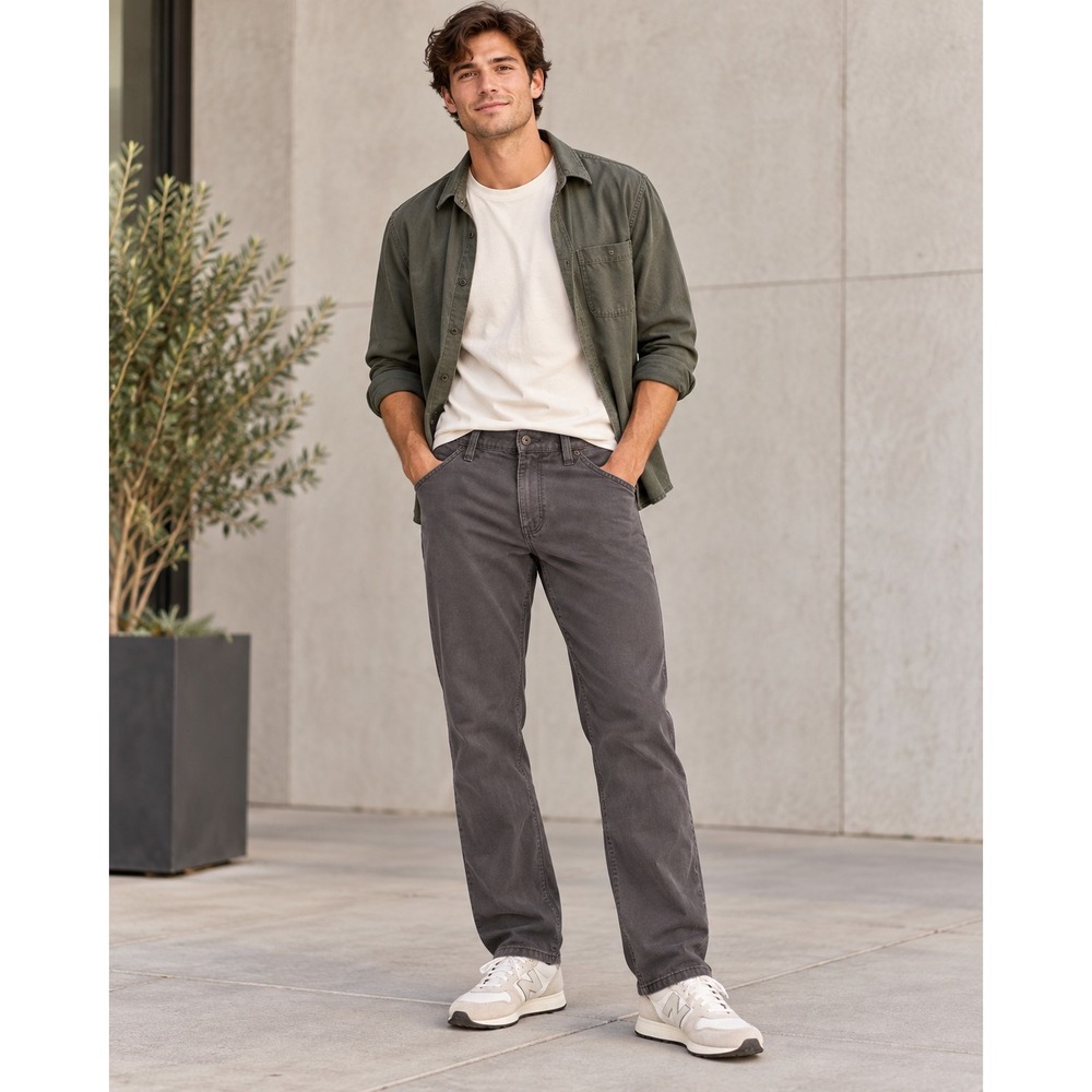 Eddie Bauer Men's 34x34 Charcoal Straight Leg Pants Washed Cotton Utility Style